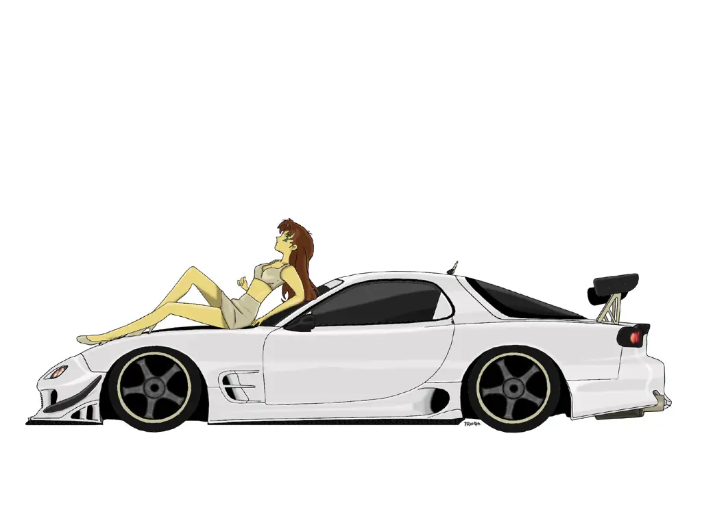 Mobil ikonik Akio Asakura Gambar mobil Mazda RX-7 bergaya anime