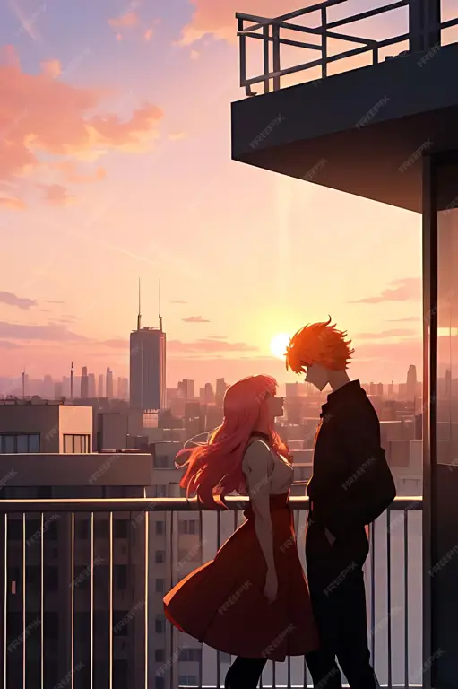 Ilustrasi adegan romantis dari anime Ilustrasi adegan romantis anime
