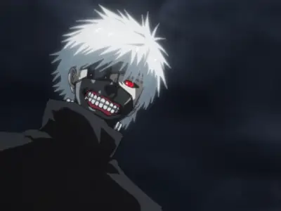 Adegan menegangkan dari anime Tokyo Ghoul Screenshot adegan anime Tokyo Ghoul