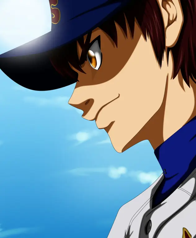 Adegan menegangkan dari pertandingan baseball di anime Diamond no Ace Screenshot anime Diamond no Ace yang menampilkan karakter-karakter utamanya