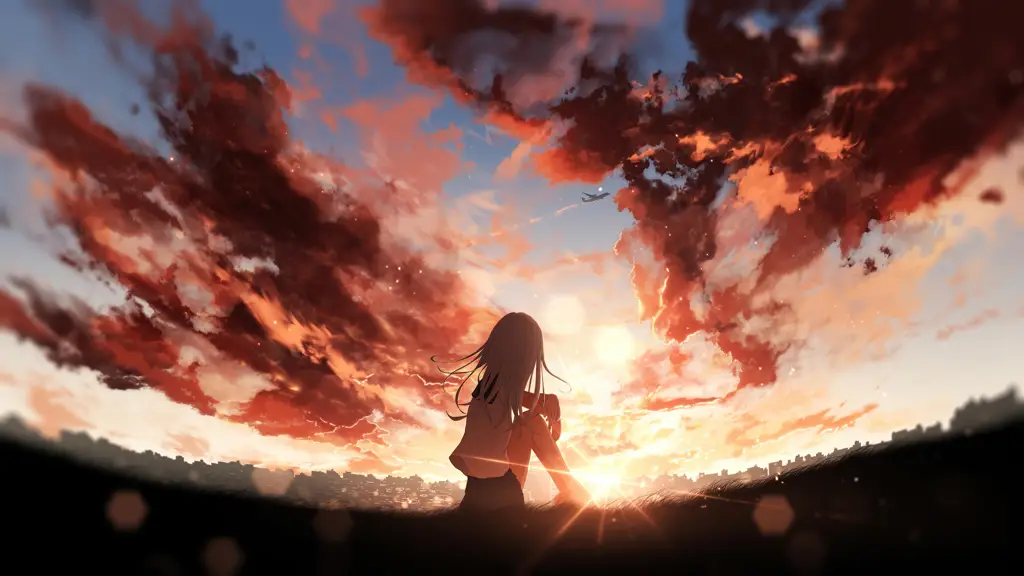 Suasana romantis dan damai dalam A Day Before Us Karakter anime sedang menyaksikan matahari terbenam bersama-sama
